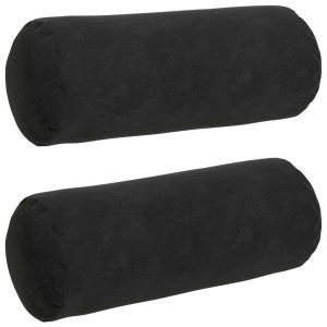 Cojines Bolster 2 pcs Negro Ø 15 x 40 cm Tela de pana H