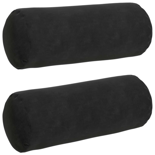 Cojines Bolster 2 pcs Negro Ø 15 x 40 cm Tela de pana M 2