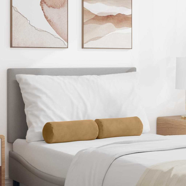 Cojines Bolster 2 pcs Marrón Ø 15 x 40 cm Tela de pana D