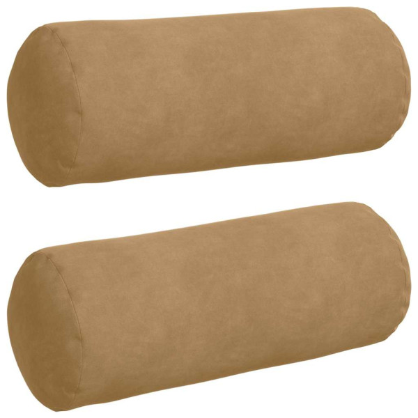 Cojines Bolster 2 pcs Marrón Ø 15 x 40 cm Tela de pana M 2