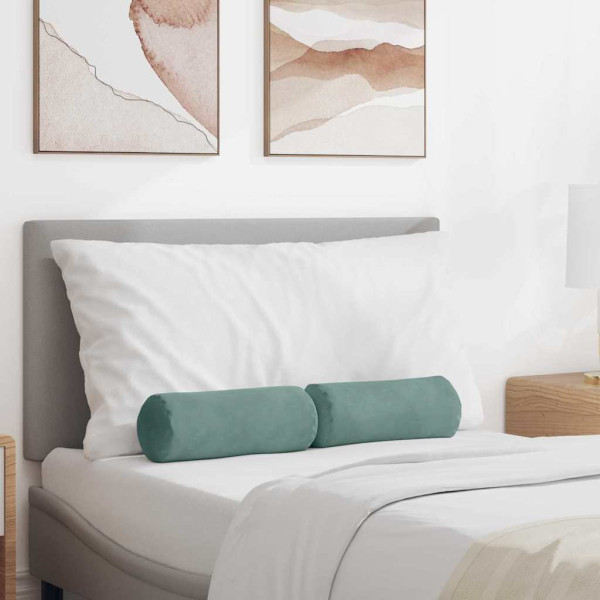 Cojines Bolster 2 pcs Verde Mar Ø 15 x 40 cm Tela de pana D