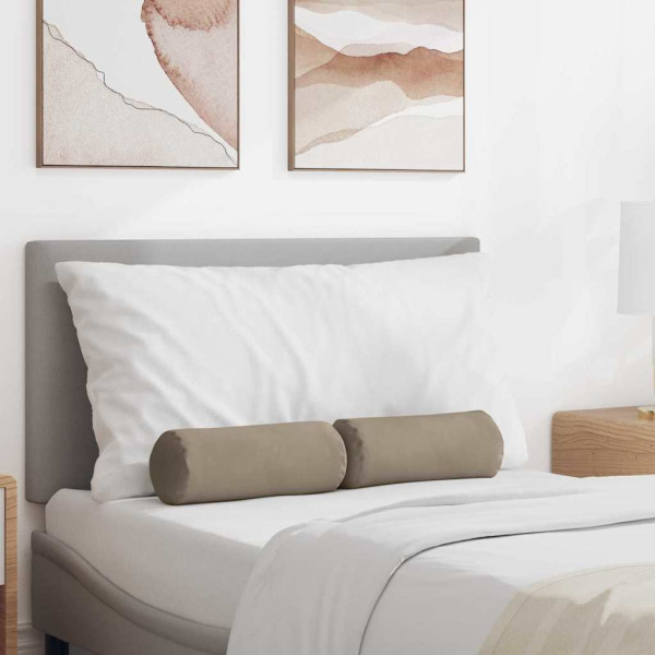 Cojines Bolster 2 pcs Taupé Ø 15 x 40 cm Tela de microfibra D