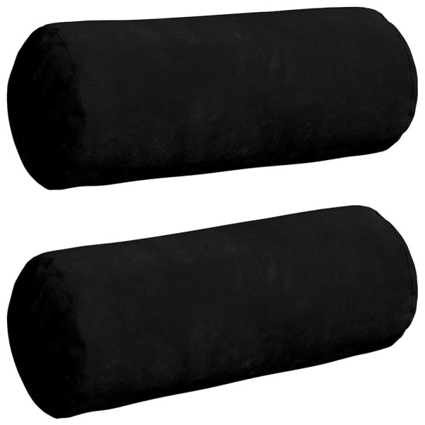 Cojines Bolster 2 pcs Negro Ø 15 x 40 cm Tela de microfibra M 2