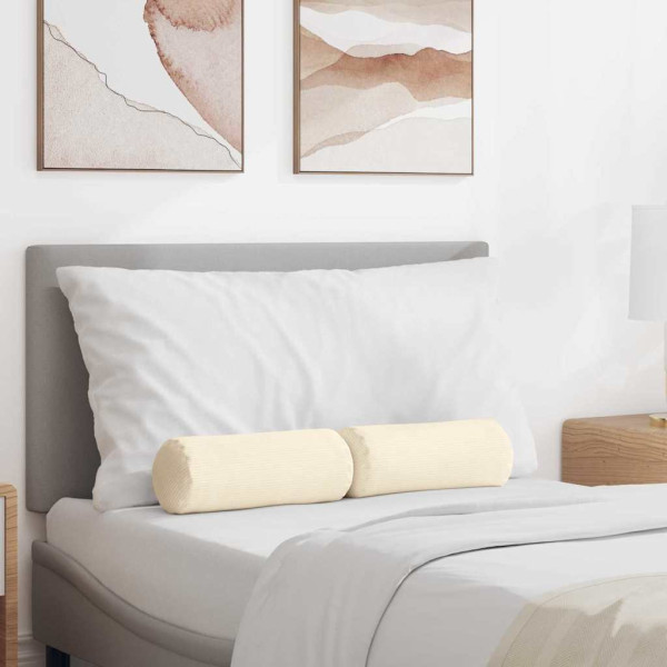 Cojines Bolster 2 pcs Crema Ø 15 x 40 cm Tela de pana D