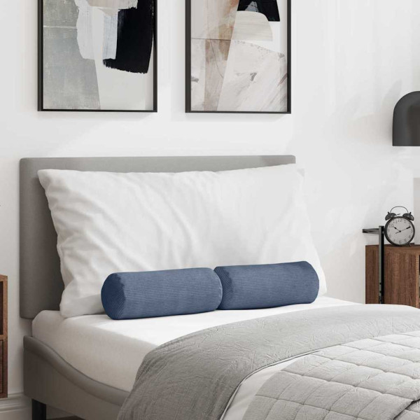 Cojines Bolster 2 pcs Azul Ø 15 x 40 cm Tela de pana D