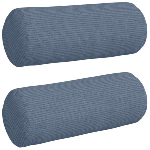 Cojines Bolster 2 pcs Azul Ø 15 x 40 cm Tela de pana H