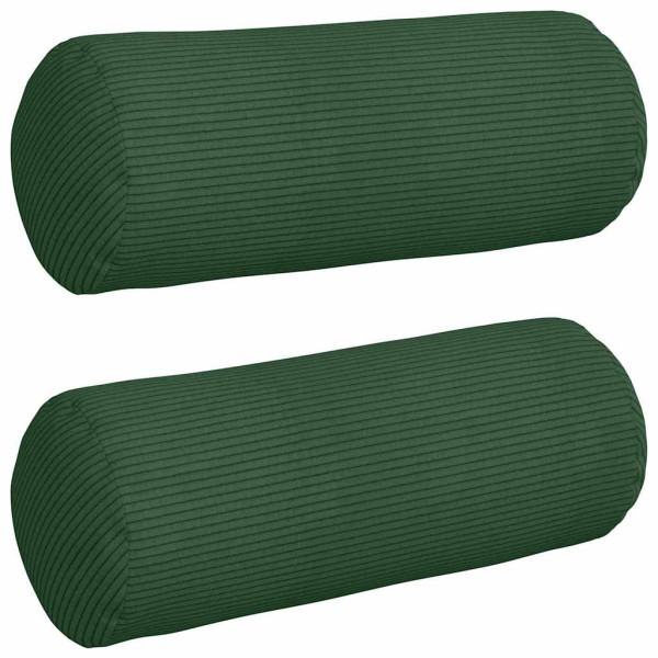 Cojines Bolster 2 pcs Verde oscuro Ø 15 x 40 cm Tela de pana M 2