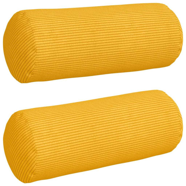 Cojines Bolster 2 pcs Amarillo Claro Ø 15 x 40 cm Tela de pana M 2