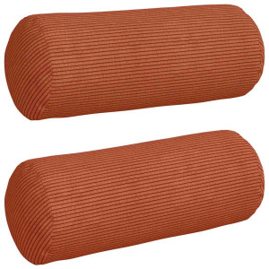 Cojines Bolster 2 pcs Rojo Naranja Ø 15 x 40 cm Tela de pana H