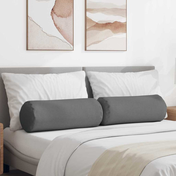 Cojines Bolster 2 pcs Gris oscuro Ø 25 x 70 cm tela D