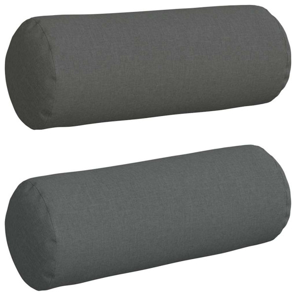 Cojines Bolster 2 pcs Gris oscuro Ø 25 x 70 cm tela M 2