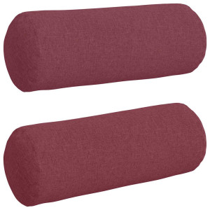 Cojines Bolster 2 pcs Rojo vino Ø 25 x 70 cm tela H