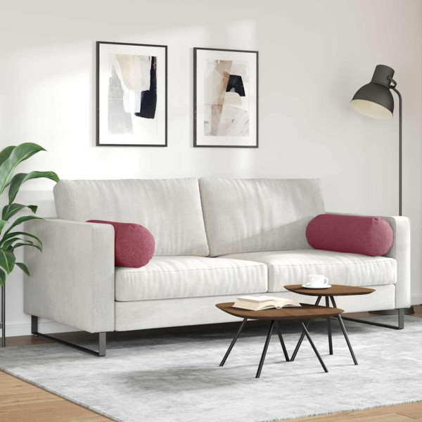 Cojines Bolster 2 pcs Rojo vino Ø 25 x 70 cm tela M 4