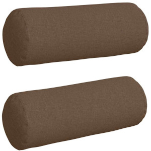 Cojines Bolster 2 pcs Marrón Ø 25 x 70 cm tela H