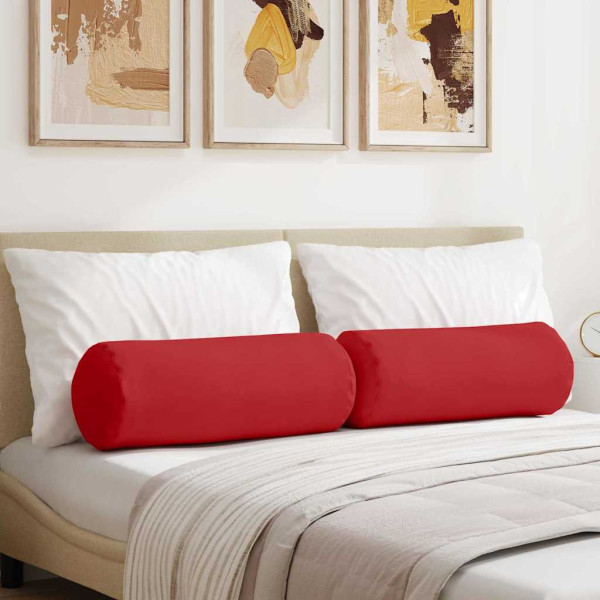Cojines Bolster 2 pcs Rojo Ø 25 x 70 cm tela D