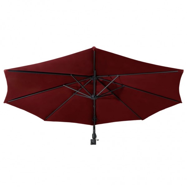 Sombrilla de pared con barra de metal 300 cm burdeos M 4