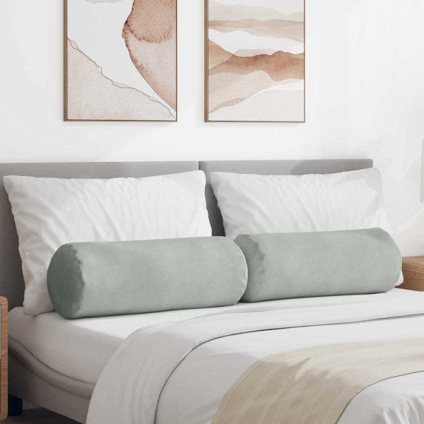 Cojines Bolster 2 pcs Gris Claro Ø 25 x 70 cm Tela de pana D