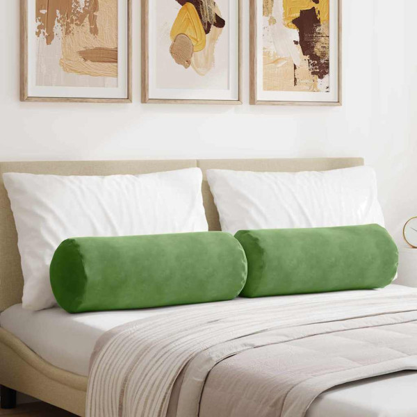 Cojines Bolster 2 pcs Verde claro Ø 25 x 70 cm Tela de pana D