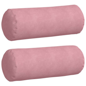 Cojines Bolster 2 pcs Rosa Ø 25 x 70 cm Tela de pana H