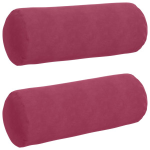 Cojines Bolster 2 pcs Rojo vino Ø 25 x 70 cm Tela de pana H