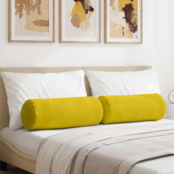 Cojines Bolster 2 pcs Amarillo Ø 25 x 70 cm Tela de pana D