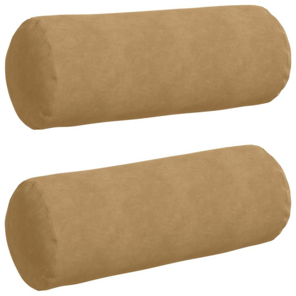 Cojines Bolster 2 pcs Marrón Ø 25 x 70 cm Tela de pana M 2