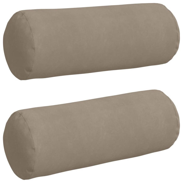 Cojines Bolster 2 pcs Taupé Ø 25 x 70 cm Tela de microfibra M 2