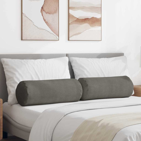 Cojines Bolster 2 pcs Gris Claro Ø 25 x 70 cm Tela de pana D