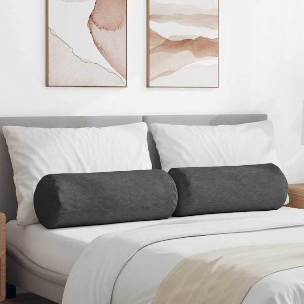 Cojines Bolster 2 pcs Gris oscuro Ø 25 x 70 cm Tela de pana D