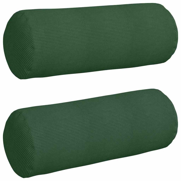 Cojines Bolster 2 pcs Verde oscuro Ø 25 x 70 cm Tela de pana M 2