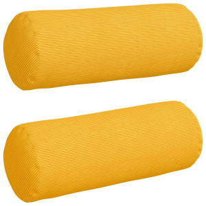 Cojines Bolster 2 pcs Amarillo Claro Ø 25 x 70 cm Tela de pana H