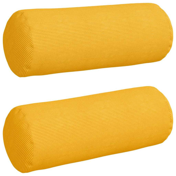 Cojines Bolster 2 pcs Amarillo Claro Ø 25 x 70 cm Tela de pana M 2