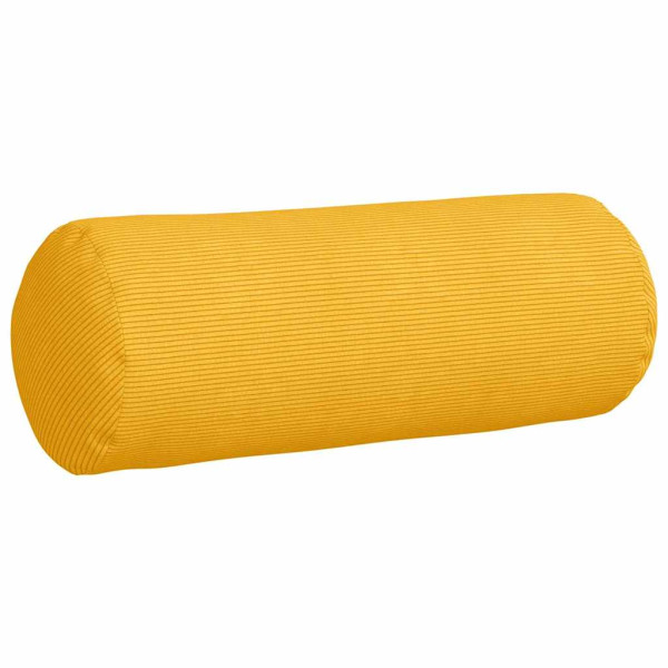 Cojines Bolster 2 pcs Amarillo Claro Ø 25 x 70 cm Tela de pana M 5