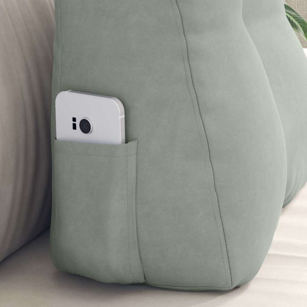 Cojín de Espalda Gris Claro 45 x 24 x 50 cm Terciopelo M 5