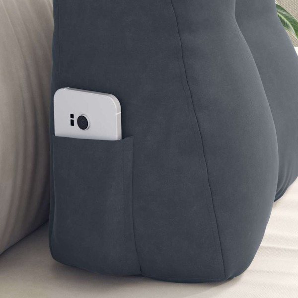 Cojín de Espalda Gris oscuro 45 x 24 x 50 cm Terciopelo M 5