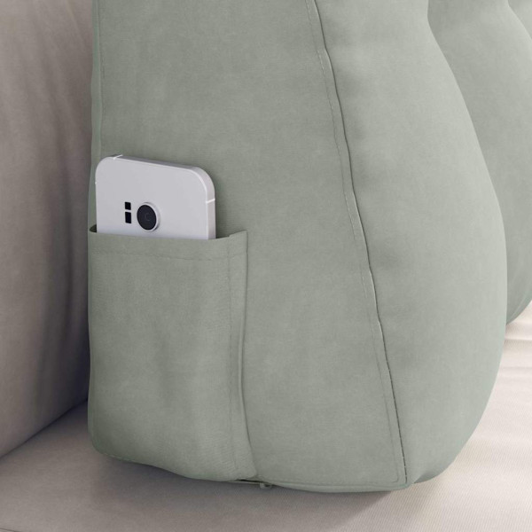 Cojín de Espalda Gris Claro 80 x 24 x 50 cm Terciopelo M 5