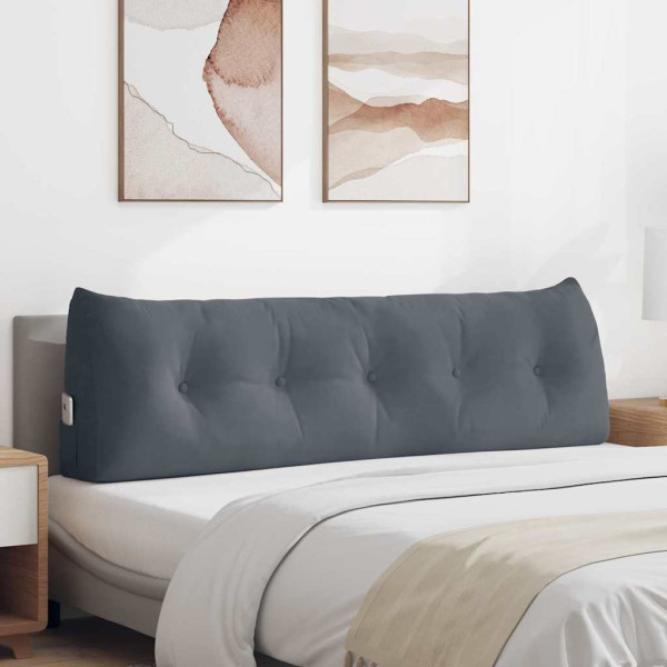 Cojín de Espalda Gris oscuro 160 x 24 x 50 cm Terciopelo D