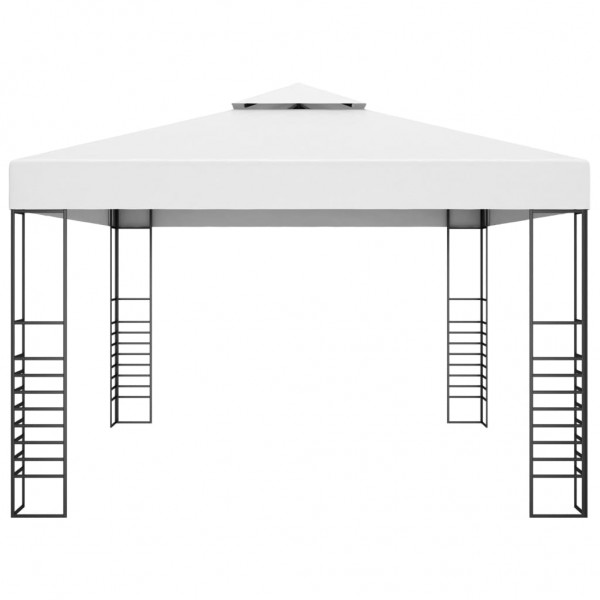 Gazebo de jardim 4x3x2.7 m aço revestido a pó branco M 3