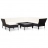 8 pcs conjunto lounge de jardim c/ almofadões vime PE preto 1
