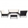 8 pcs conjunto lounge de jardim c/ almofadões vime PE preto 2