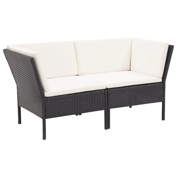 8 pcs conjunto lounge de jardim c/ almofadões vime PE preto M 3