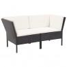 8 pcs conjunto lounge de jardim c/ almofadões vime PE preto 3