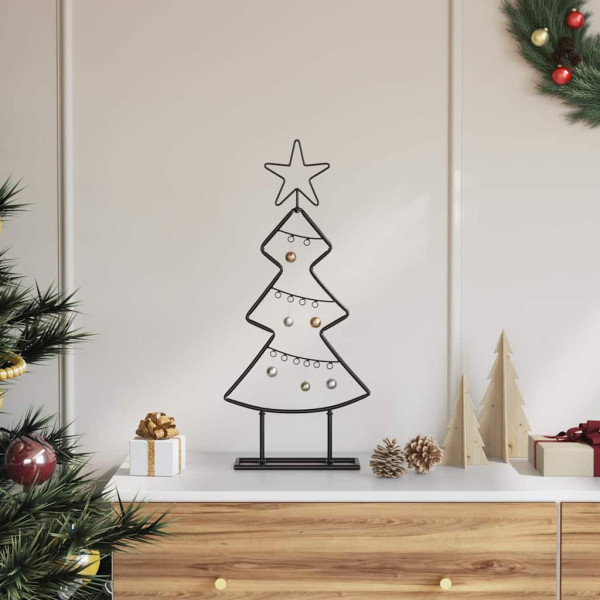 Árbol de Navidad de metal con soporte Negro 60 cm Acero D