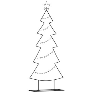 Árbol de Navidad de metal con soporte Negro 150 cm Acero H