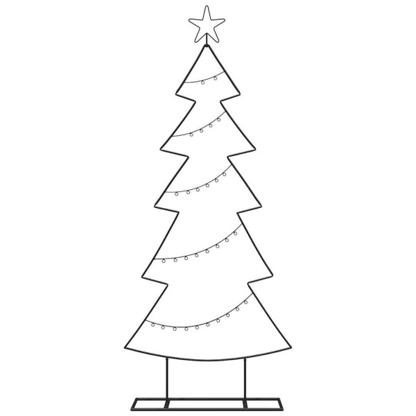Árbol de Navidad de metal con soporte Negro 150 cm Acero M 5