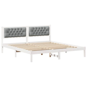 Estructura de cama con cabecera Gris Claro 160 x 200 cm tela H