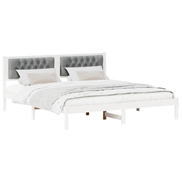 Estructura de cama con cabecera Gris Claro 160 x 200 cm tela M 3