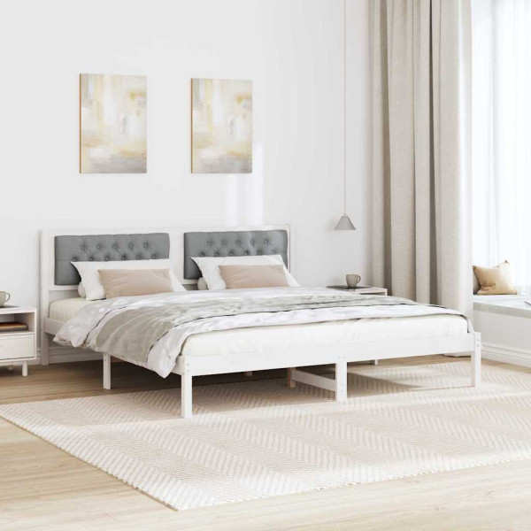 Estructura de cama con cabecera Gris Claro 160 x 200 cm tela M 4