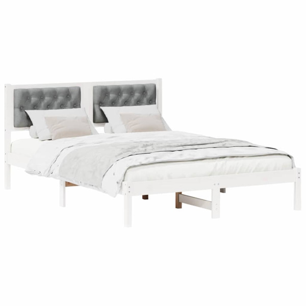 Estructura de cama con cabecera Gris Claro 140 x 190 cm tela M 3