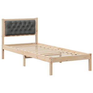 Estructura de cama con cabecera Gris oscuro 90 x 200 cm tela H